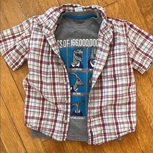 Plaid Kids Shirt with Graphic Tee
